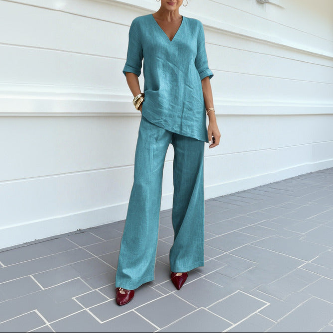 Ensemble coton‑lin Averiell silhouette‑allongée