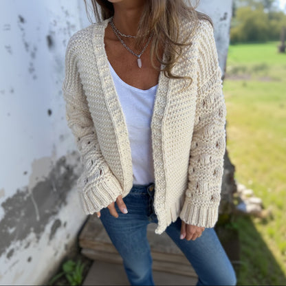 Cardigan d’hiver épais uni à coupe ample