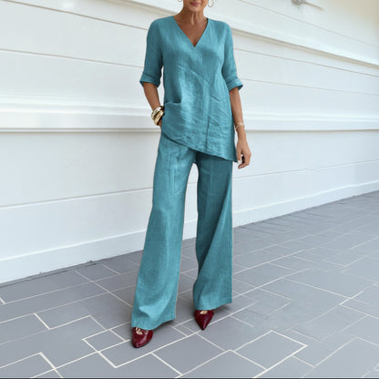 Ensemble coton‑lin Averiell silhouette‑allongée