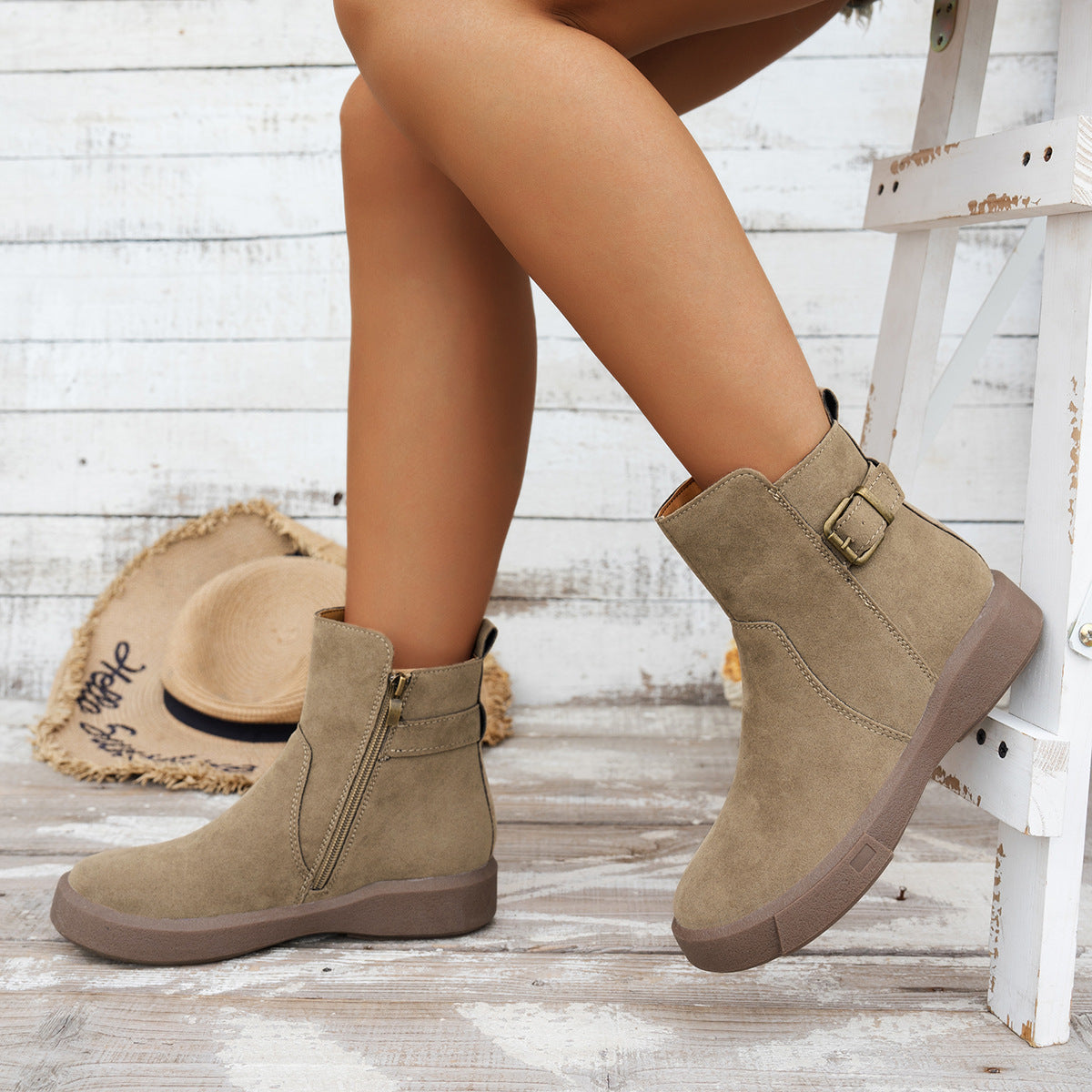 Bottines suedees Averiell confort‑plat