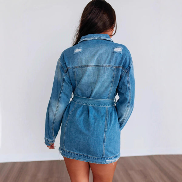 Veste en jean oversize déchirée style streetwear