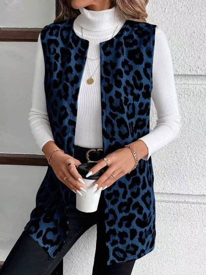 Gilet long léopard Averiell silhouette‑élancée