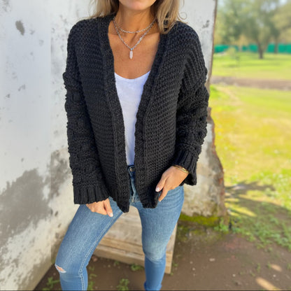 Cardigan d’hiver épais uni à coupe ample