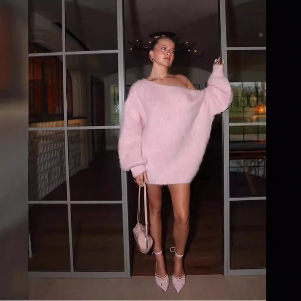 Pull midi à col V, dos nu lacé