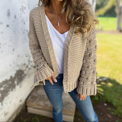 Cardigan d’hiver épais uni à coupe ample