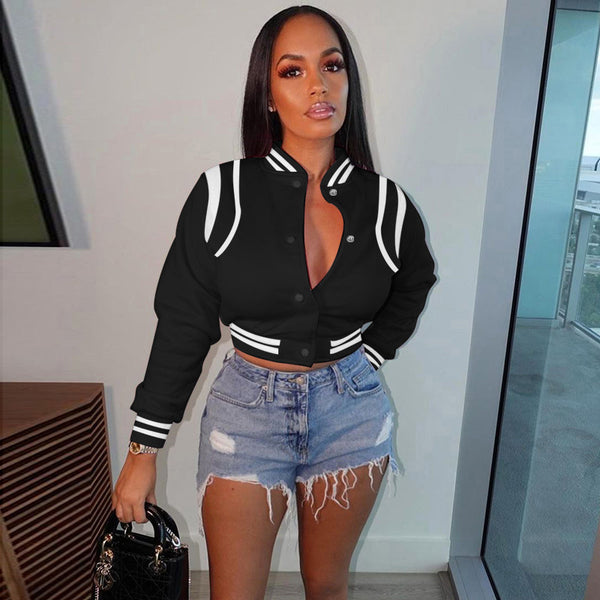 Veste courte bicolore à boutons