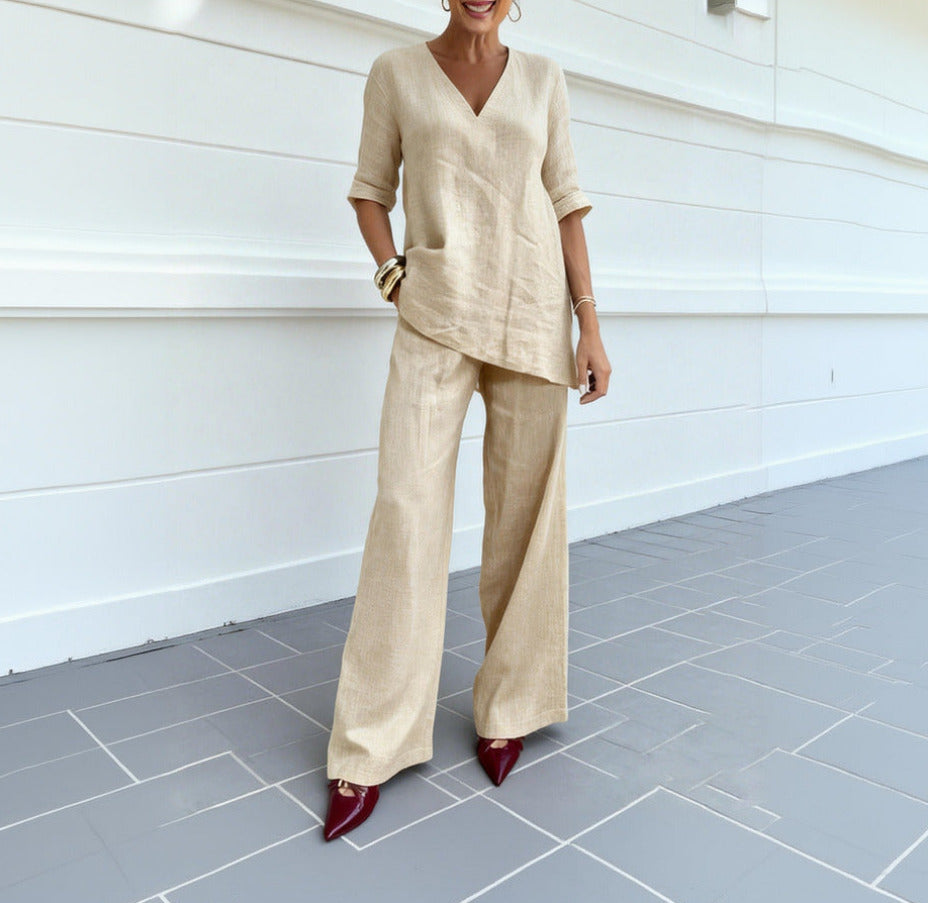 Ensemble coton‑lin Averiell silhouette‑allongée