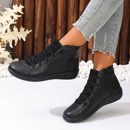 Bottines montantes décontractées à lacets et zip