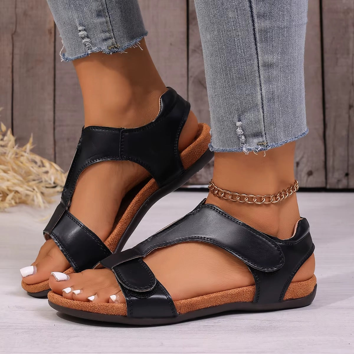 Sandales compensées Averiell velcro-confort